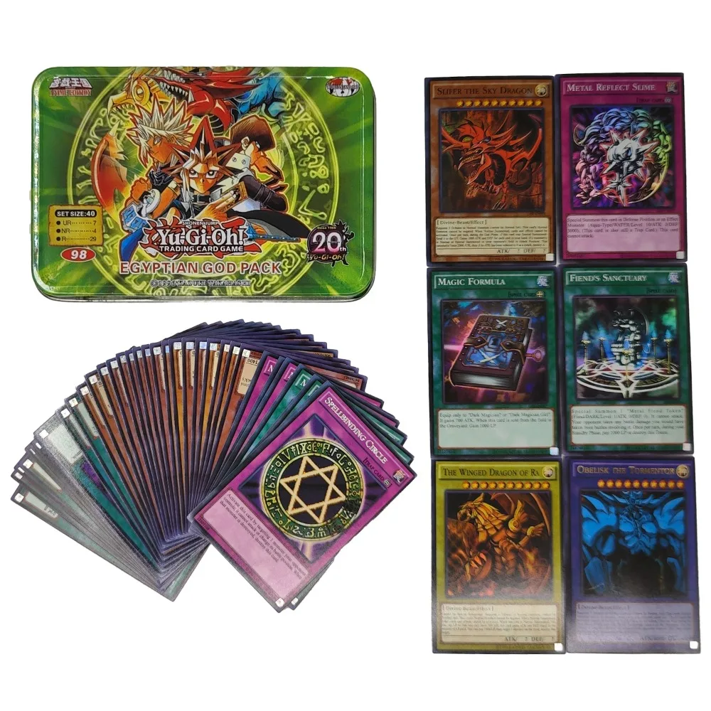 

Yu Gi Oh Cards EGYPTIAN GOD PACK Card Deck English TCG Holographic Golden White Dragon Duel Game Collection Card with Tin Box