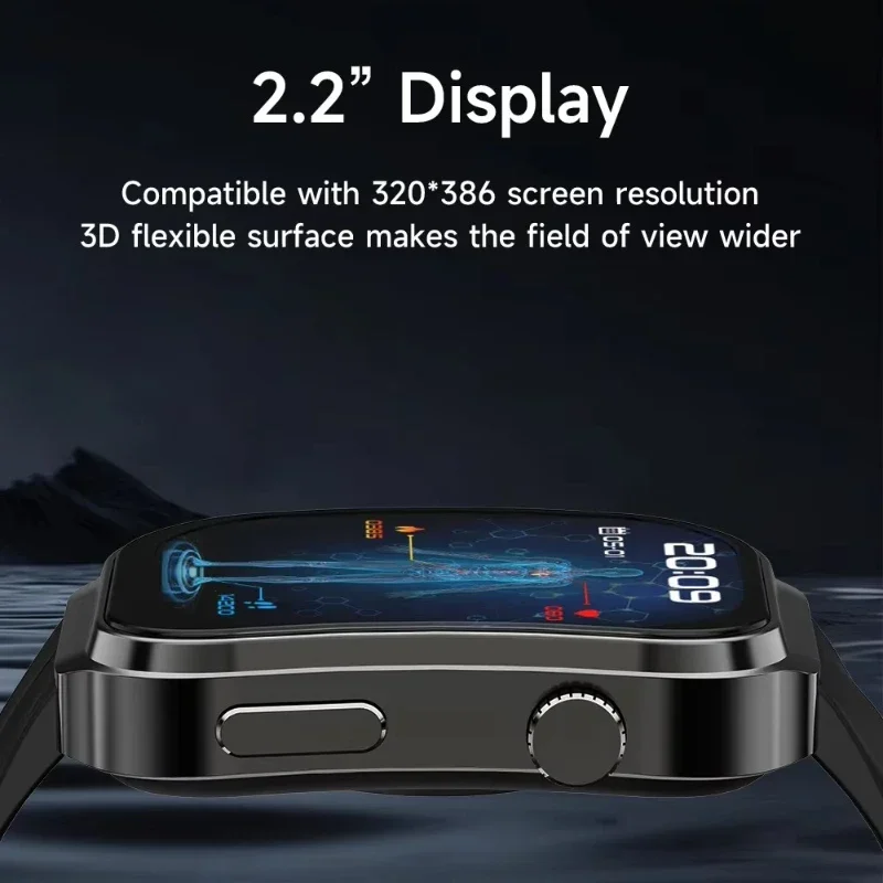 2024 Smart Watch 2.2inch 3D Curve Surface Large Screen BT Calling Health Monitoring Sports Fitness Tracker Men Women Smartwatch