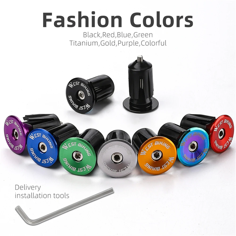 WEST BIKING Colorful Handlebar End Plugs With Tools Alunimum Alloy Road Bike MTB Handle Bar End Cap Expansion Plugs 22-24mm