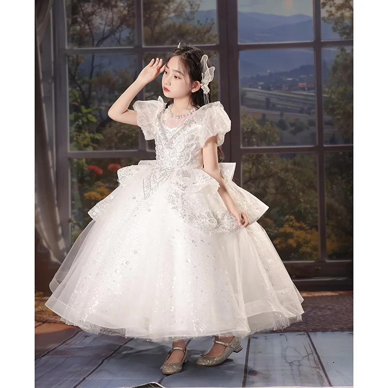

Children's Dress Girl Host Flower Girl Wedding Dress Niche Light Luxury Girl Piano Performance Birthday Princess Dress