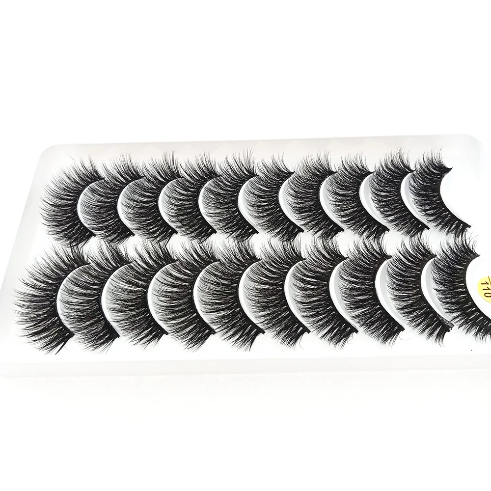 Fake Lashes 3D Faux Lashes Natural Look Wispy 12MM False Eyelashes 10 Pairs Pack