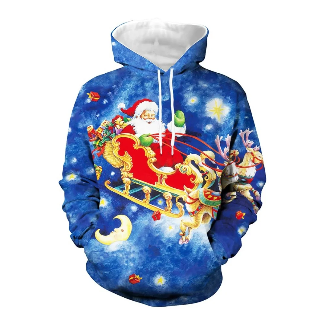 Santa Claus graphic hoodie for Christmas 3D Print Spring And Autumn Fashion Leisure Streetwear Men's And Women's Y2K Hoodies