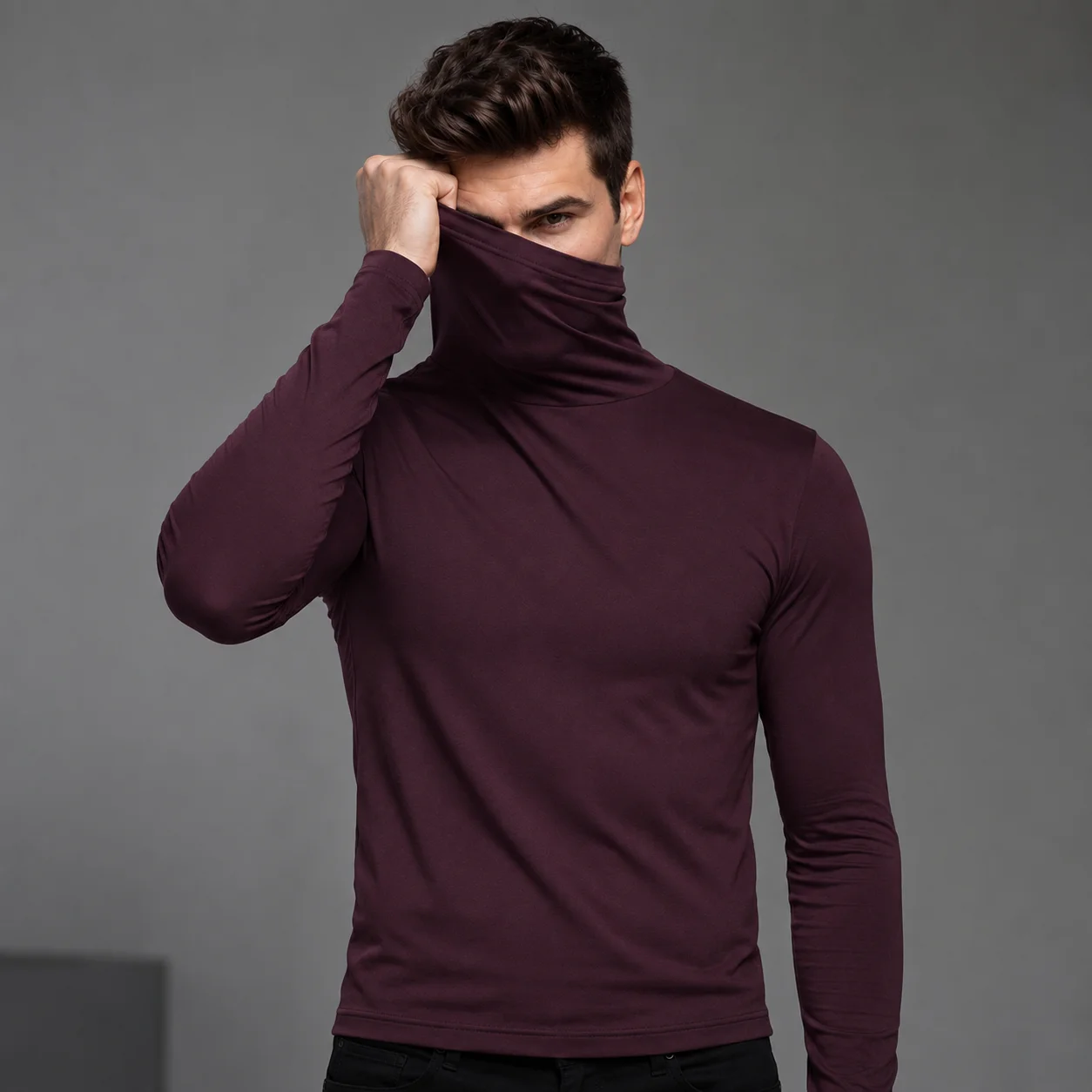 Thermal Base Layer - Męski golf z długim rękawem, oddychający,