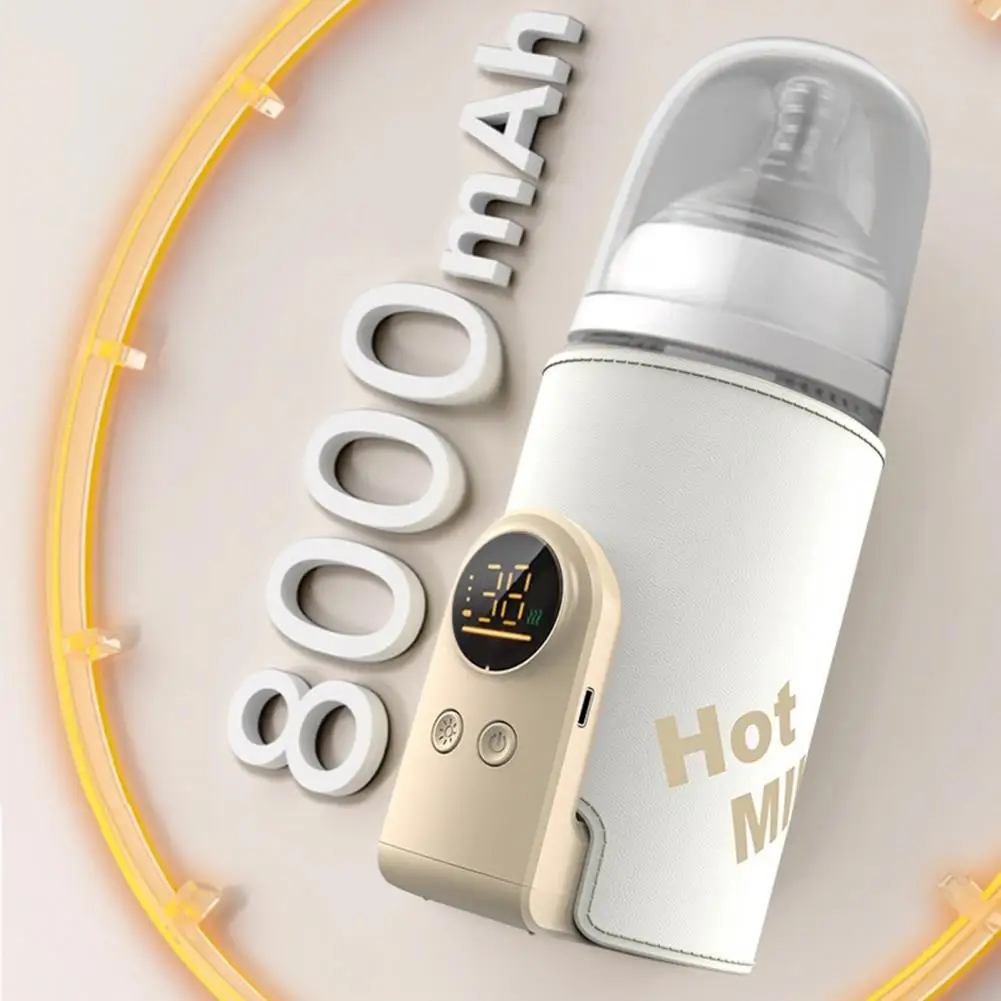 ミルクウォーマー-ポータブル哺乳瓶ウォーマー-usb充電式-ワイヤレス加熱-インテリジェント温度制御-ナイトライト付き-急速