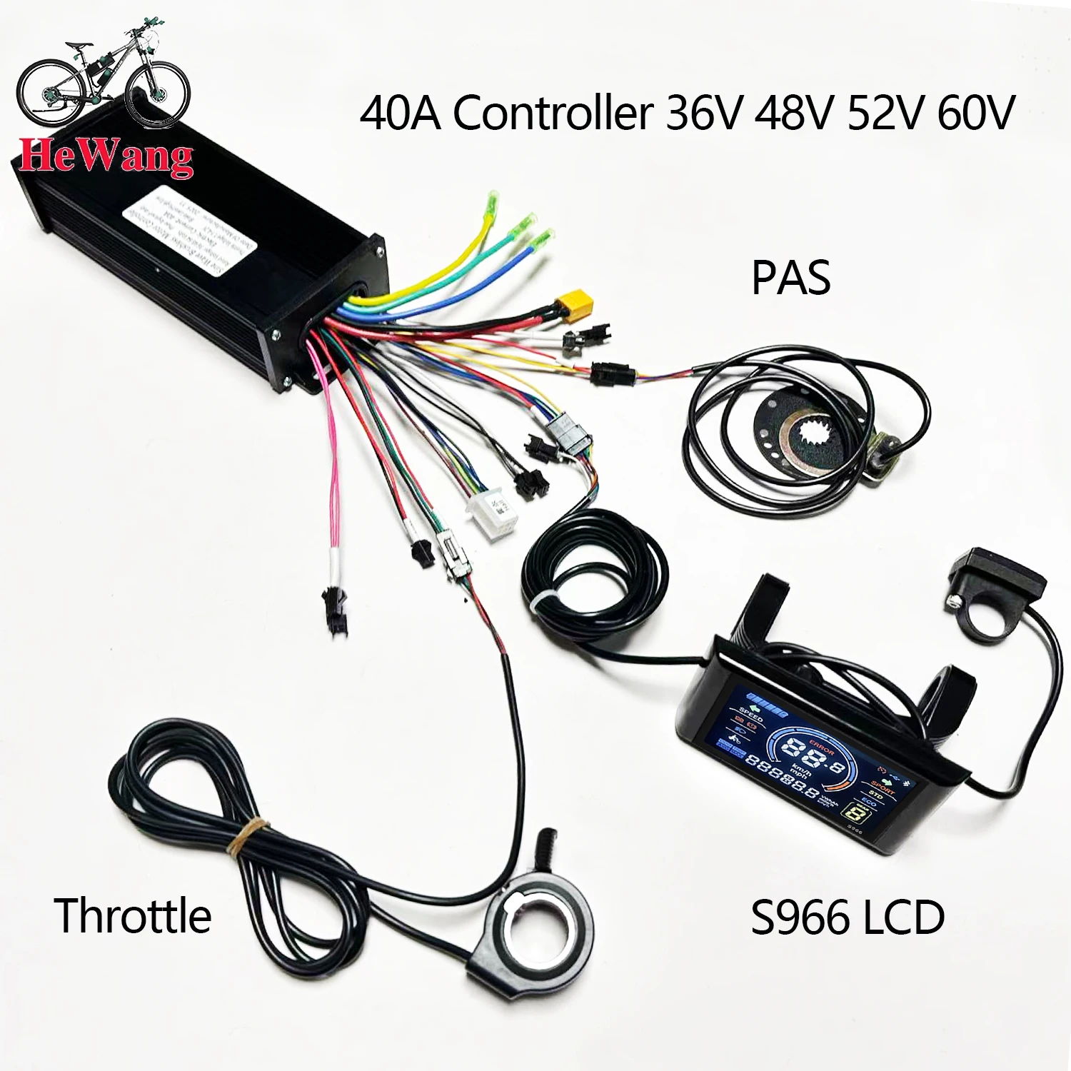 

1000W-2000W 30A/40A sine wave controller with S966 LCD PAS and Throttle，36V 48V 64V for UART 2 E-mountain bike motorcycle repair