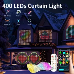 USB LED Smart Curtain Lights Multicolor Fairy Light Remote Bluetooth APP Control DIY Text Cartoon Music Change Display Christmas