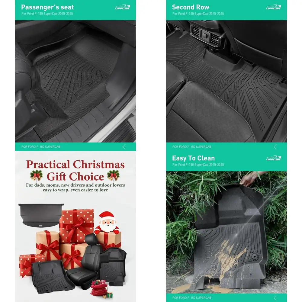 

® for Ford F150 Floor Mats Super Cab/Extended Cab 2015-2025 2026 (Not for SuperCrew Cab) All Weather TPE Car Accessories for For