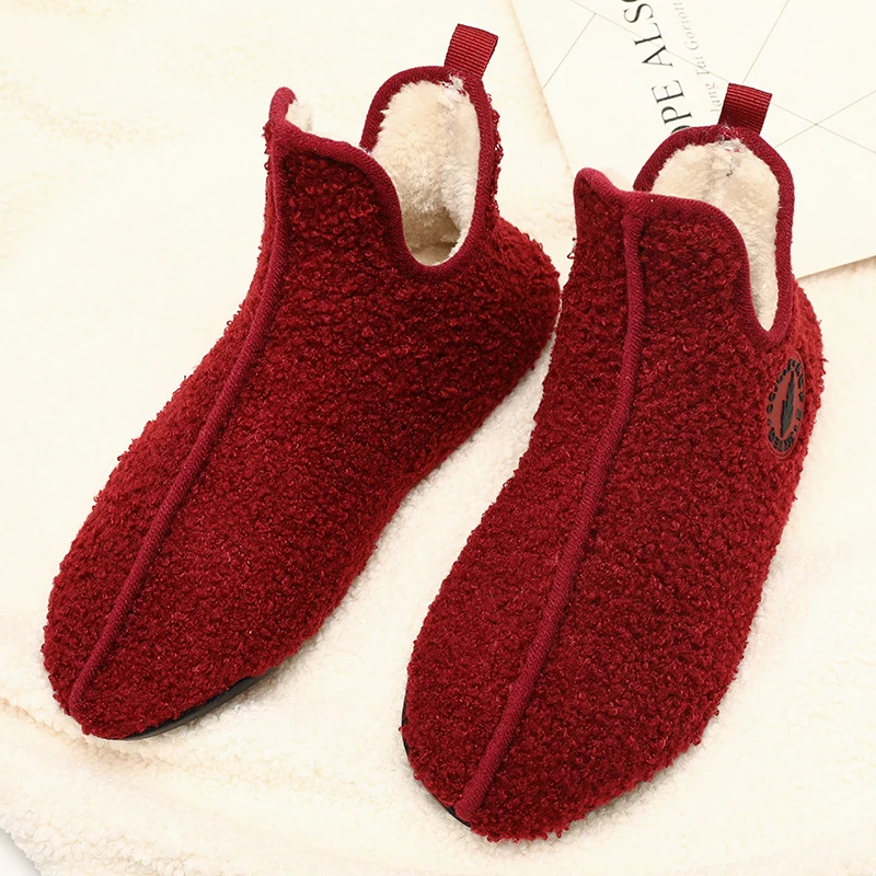 YRZL Winter Slippers Men Indoor Slipper Non-slip Warm Women and Men Slippers Ankle Soft Man Shoe Antiskid Flat Home Cotton Shoes