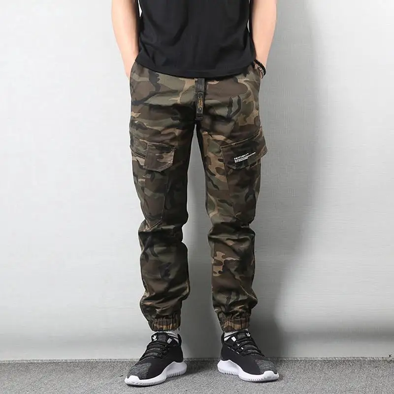 Plus Size 28-40 Men Cargo Camouflage  Black Jogger Jeans Casual   Elastic Denim Pants Streetwear