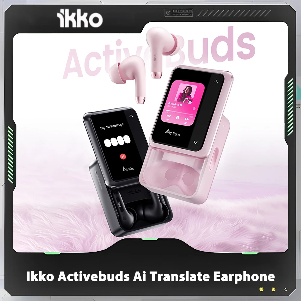 Ikko Activebuds Ai Translate Headset Intelligent Touch Screen Headphone Earphones Noise Reduction Active Record Headset Custom