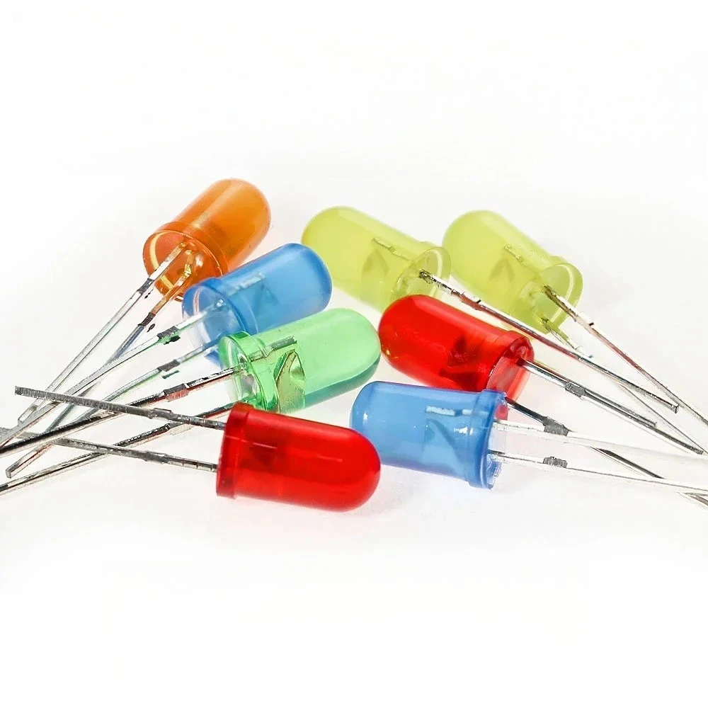 50-100pcs LED F5 5mm LED Diode White Yellow Red Green Blue Light Emitting Diodes Assorted Kit Diy Electronic