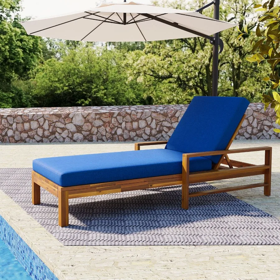 

U_Style Acacia Wood Adjustable Backrest Outdoor Lounge Chair Suitable for Gardens Terraces and Poolside Areas