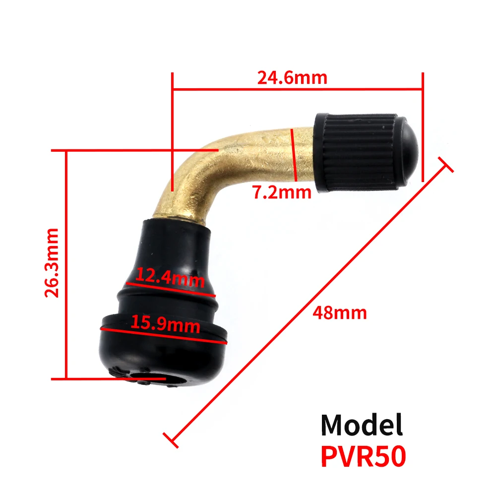 Quality Certification Motorcycle Tubeless Bent Tire Valve Stems Brass 90-Degree PVR50 60 70 With Factory Price