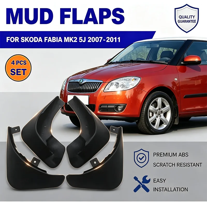 For SKODA Fabia MK2 5J 2007-2011 4PCS Mud Flaps Splash Guards Front Rear Wheel Fender Mudguards Car Exterior Protection Parts