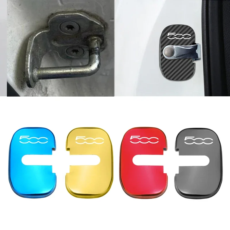 4pcs Car Door Lock Cover Auto Protection Case For Fiat 500 60th Anniversary 120 Anniversary 500C 500E 500L 500S 500X Riva Tubro