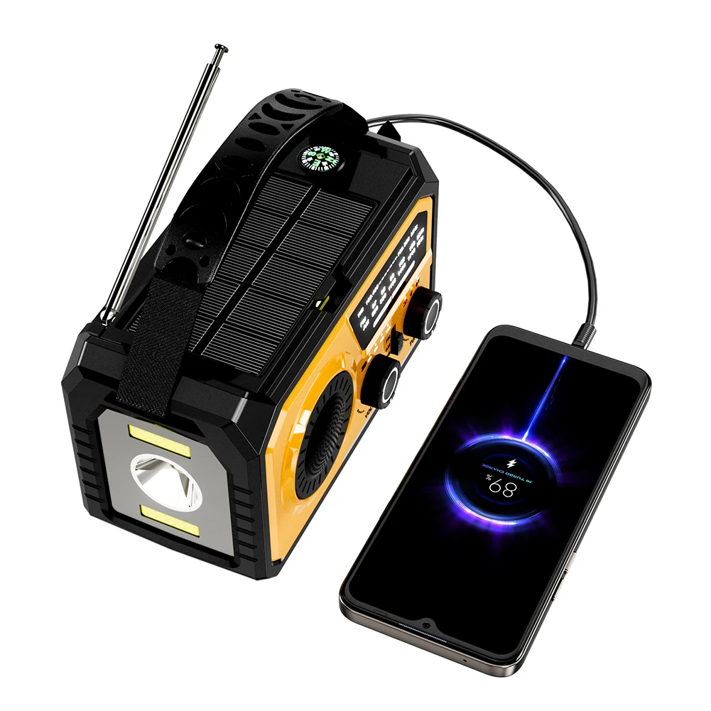 16000mAh AM/FM/WB NOAA Portable Weather Radio LED Flashlight Reading Lamp Bluetooth-Compatible 5.3 Speaker for Camping Emergency