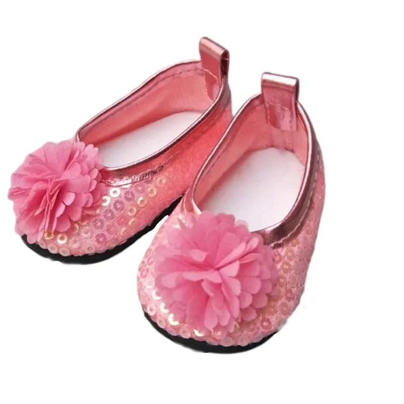 18 Inch Girl Doll 7CM Doll Shoes for 43CM  Reborn Baby Doll Summer Sandals Pink Shoes