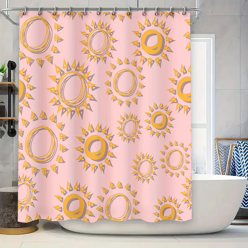Brighten Your Bathroom with a Set Sunburst Shower Curtain Pink Floral Decorative Bath Shower curtain Waterproof Fabric for Home