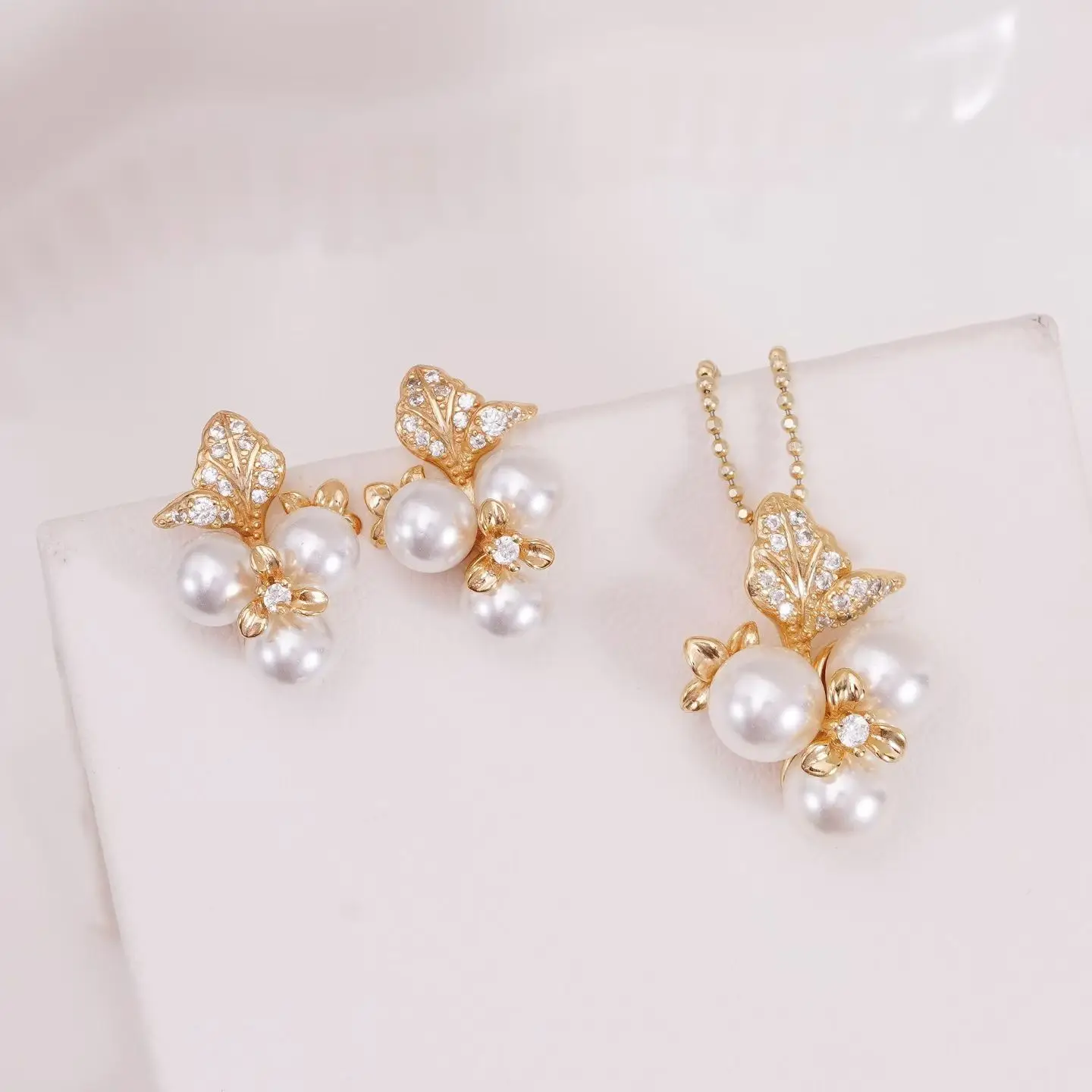 

S925 Sterling Silver Pendant and Earrings Set Base Mounts Findings Mounting Jewelry Set Parts Fittings for 5-7mm Pearls
