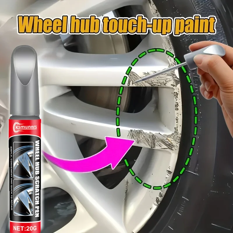 Automotive Silvery Wheel Repair Pen - Scratch and Scuff Repair, Fade Restoration, Silvery Mirror Finish, Easily Restores to a Br