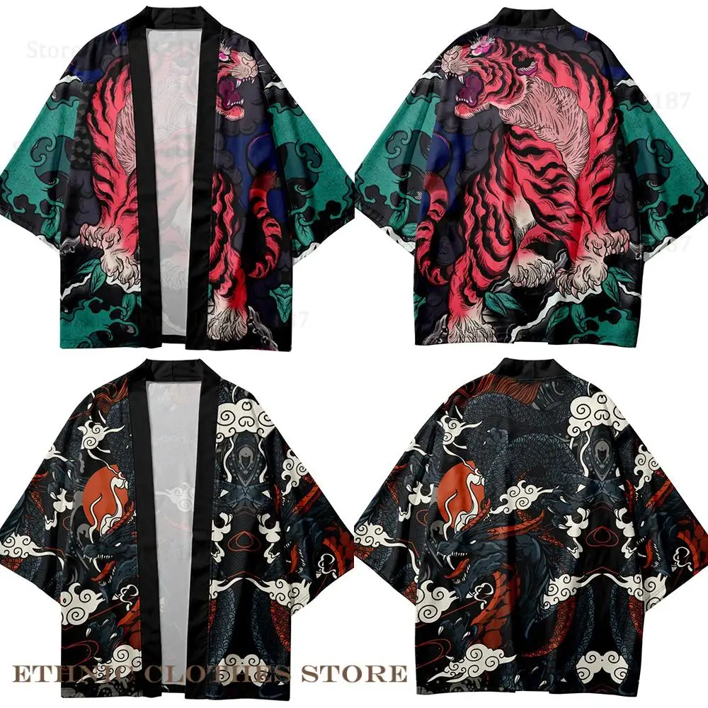 Plue Size 3XL 4XL 5XL Men Kimono Cardigan Traditional Japanese Samurai Clothing Novelty Print Haori Yukata Robe Loose Streetwear