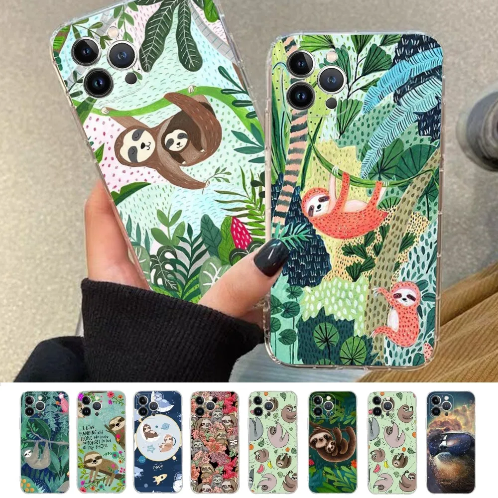 Cute Sloth Animals Phone Case For iPhone 14 11 12 13 Mini Pro XS Max Cover 6 7 8 Plus X XR SE 2020 Funda Shell