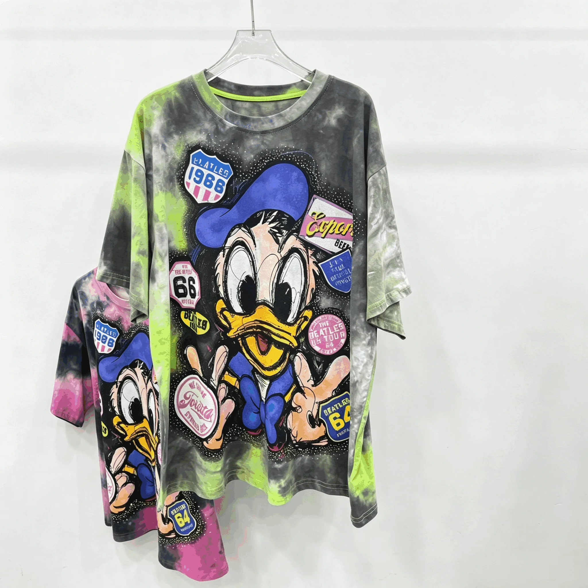European and American trendy brand new women's T-shirt short sleeved loose cartoon printed heavy sequin embroidered top A11 view 6