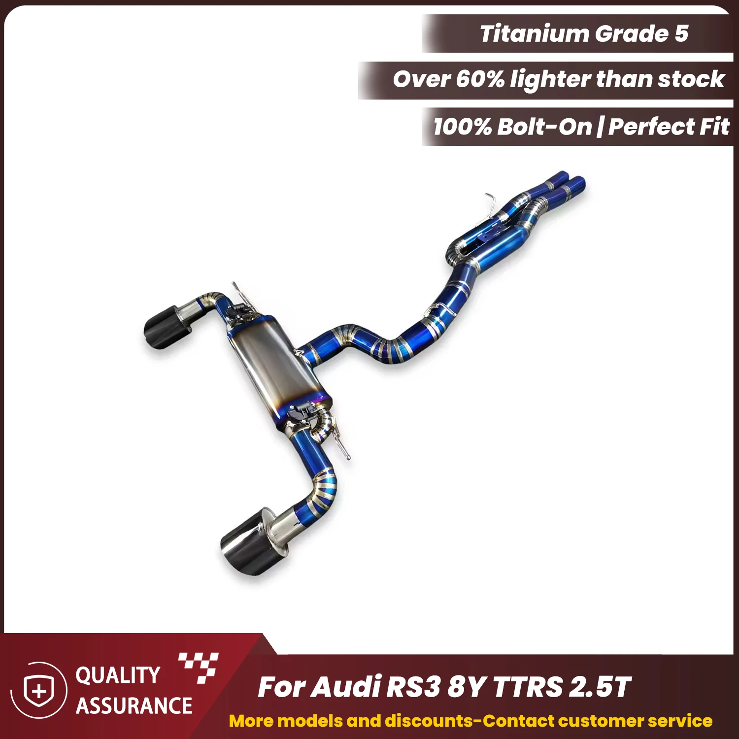 

Sporty Exhaust Sound ECCF Titanium Valved Catback Exhaust For Audi RS3 8Y TTRS 2.5T Performance Upgrade Easy Installation