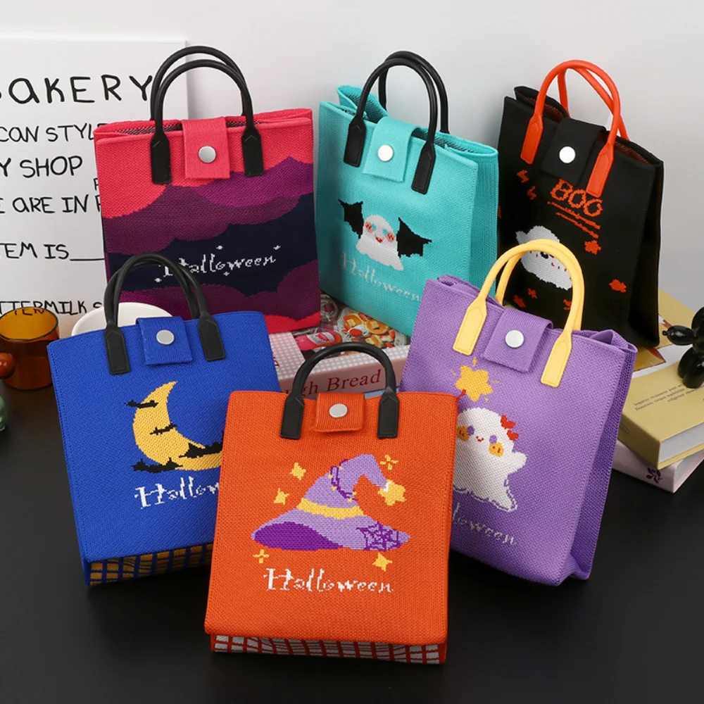 

Crossbody Phone Pouch Comfortable Pumpkin Print Bag Halloween Knitted Handbag Lightweight Festival Gift Bag For Party Halloween