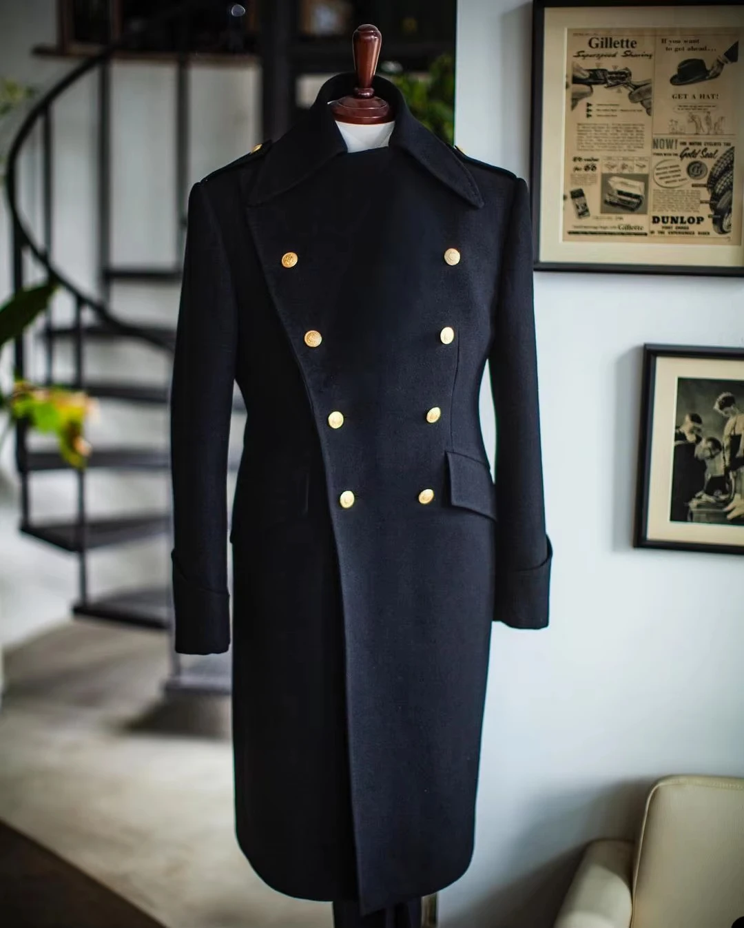 Customized Men Long Coat Double Breasted Woolen Blend Overcoat Gentlemen Blazer Winter Jacket Business Formal Occasion Tuxedos