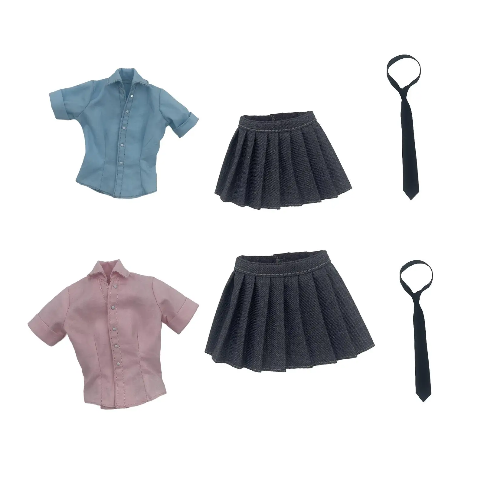 Action Figures Skirt 1/6 Scale Female Shirt Uniform Miniature Character Clothing Crafts Clothing Doll Tie for Club Study Room