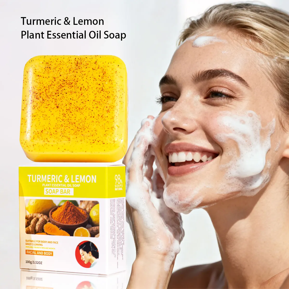 

Turmeric Lemon Handmade Soap, Whitening, Oil Control, Acne Removal, Cleansing Oil Soap, Plant Extract Soap