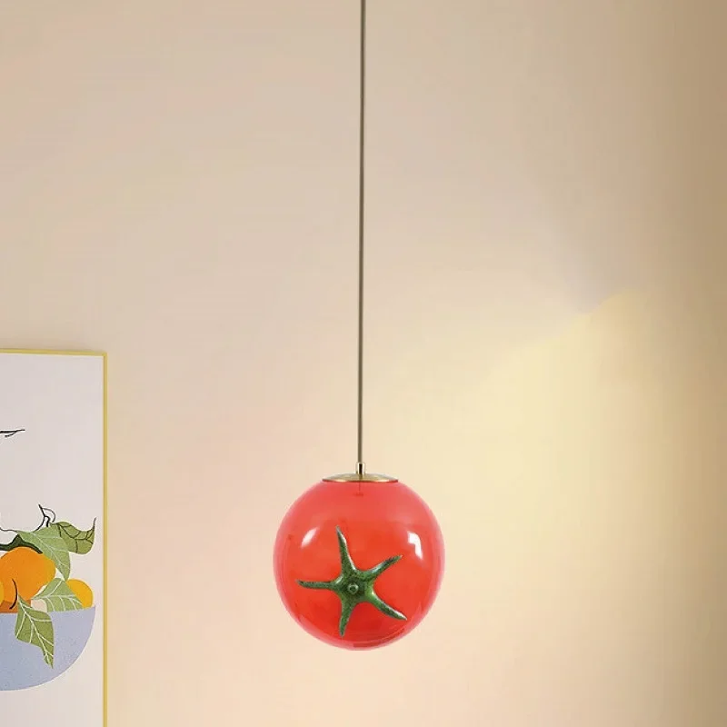 Modern Tomato Decorative Chandelier Home Decoration Night Light Bedroom Bedside Atmosphere Light Stained Glass Tomato Lamp