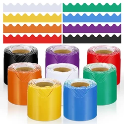 8Rolls Colorful Bulletin Board Border Blackboard Paper Border Scalloped Borders Trim Decor for Classroom Chalkboard Poster Board