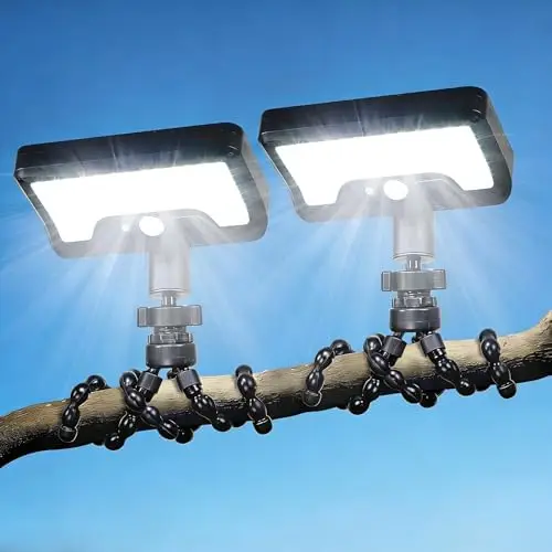 

Solar Motion Lights Outdoor 600LM, USB & Solar Dual Charging, Flexible Tripod RV Lights for Camper, Trailer (2PC)