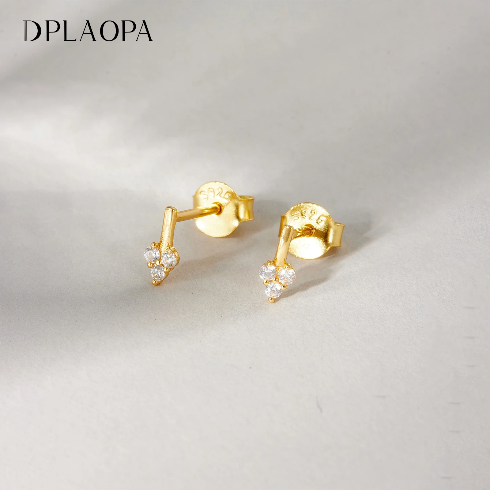 DPLAOPA 925 Sterling Silver 3 Round CZ Zircon Bar Stud Earrings 2026 Women New Dainty Luxury Fashion Jewelry Gift