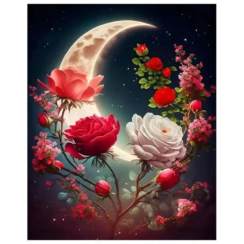 

5d Diamond Painting Moon Landscape Full New Embroidery Rose Flower Home Decoration Diy Crafts Needlework Rhinestones Gift