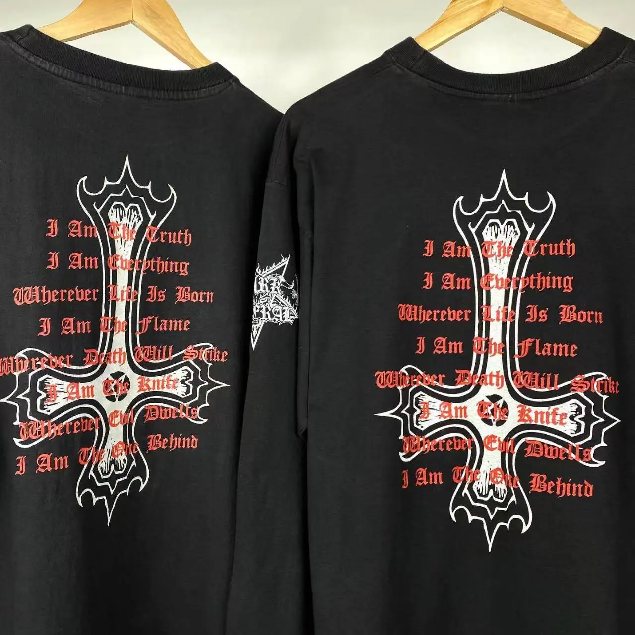 

Vintage Black Hip Hop T-Shirt Long Sleeves High Quality Cotton Retro Oversized Harajuku Loose Tops for Streetwear