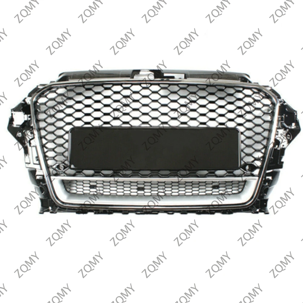 With/Logo For Audi A3/A3L/S3 2014 2015 2016 Car Front Bumper Grille Centre Panel Styling Upper Grill (Modify RS3 style)