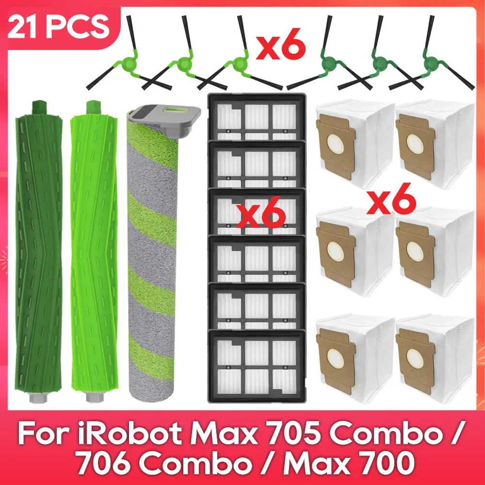 Geschikt voor (iRobot Roomba Max 705 Combo / 706 Combo / Max 700 Serie Combo) Hoofdborstel, filter, rolborstel, stofzak onderdeel