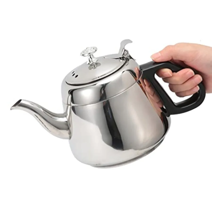 Stainless Steel Whistling Tea Kettle for Stovetop and Electric Use 2L Capacity with PourOver Strainer AntiScalding Handle Suita