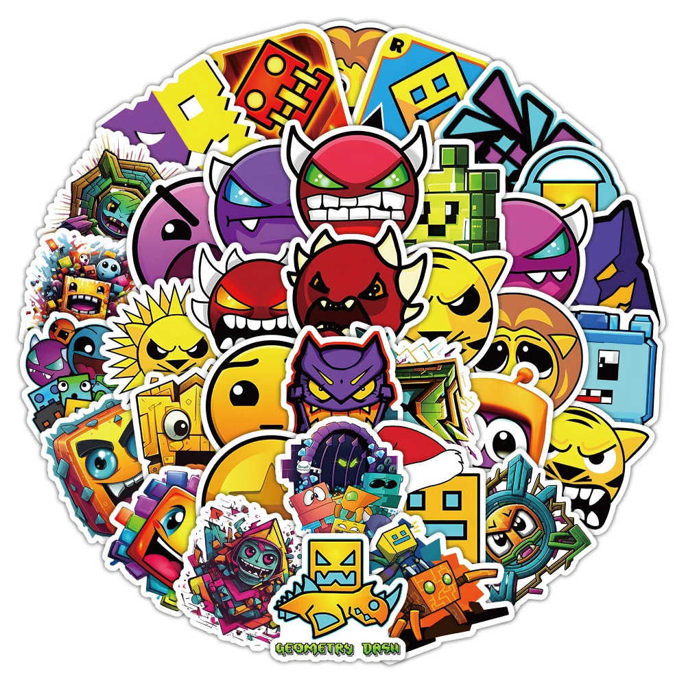 

10/30/50pcs Funny Game Geometry Dash Stickers Cute Cartoon Decal for Kids Graffiti Helmet Phone Guitar Cool Sticker Fun Toy Gift