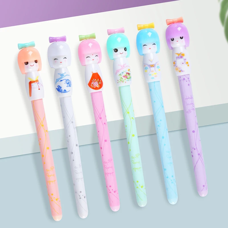 60Pcs Japanese Doll Gel Pens Writing Black Ink Roll Pens