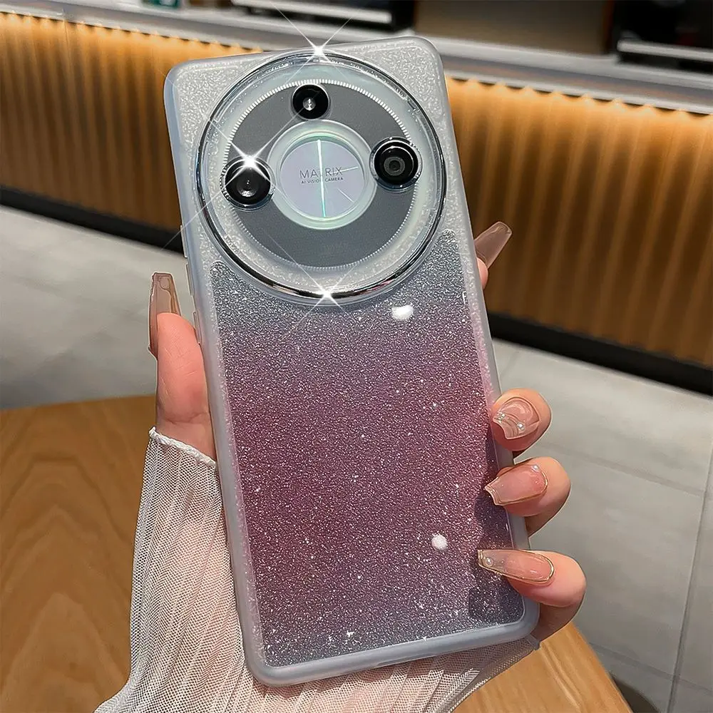 For Huawei Honor X9B X9A Case Soft TPU Glitter With Ring Stand Lens Protective Back Cover Case For Honor x9b x9a Phone Shell
