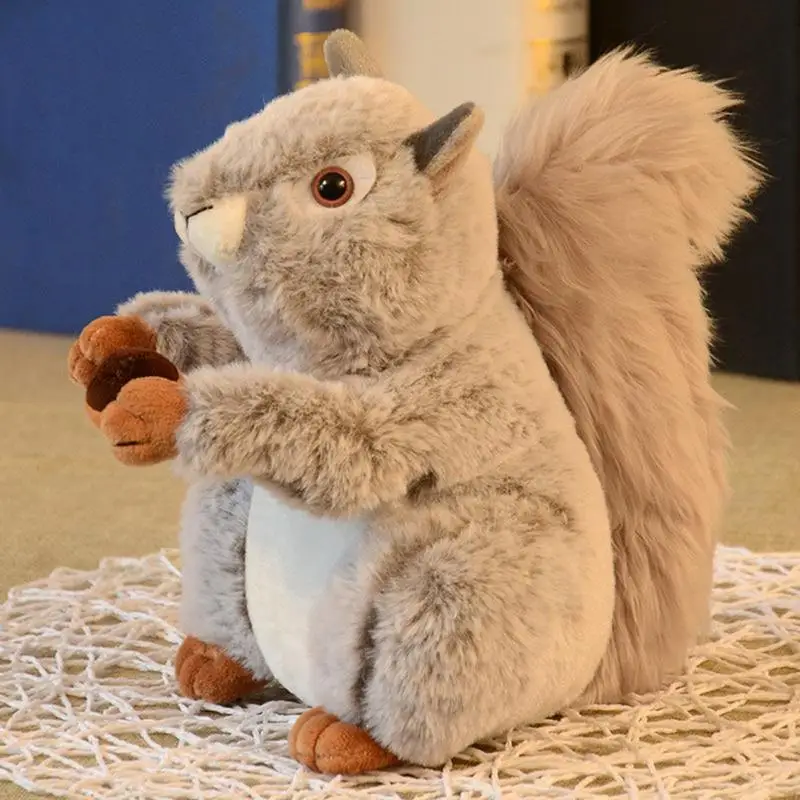 18cm Squirrel Stuffed Animal Kawaii Simulation Squirrel plush toy for kids Birthday Gift Creative Animal Toy Decorations