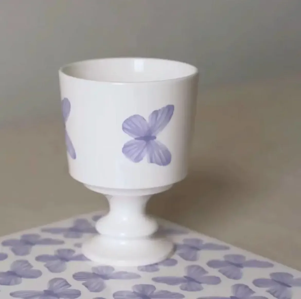 Designer Han Xingxing HANXX Original Hand-painted Purple Butterfly Series Ceramic Goblet Icecream Bowl 200ml Gifts Boutique Hot