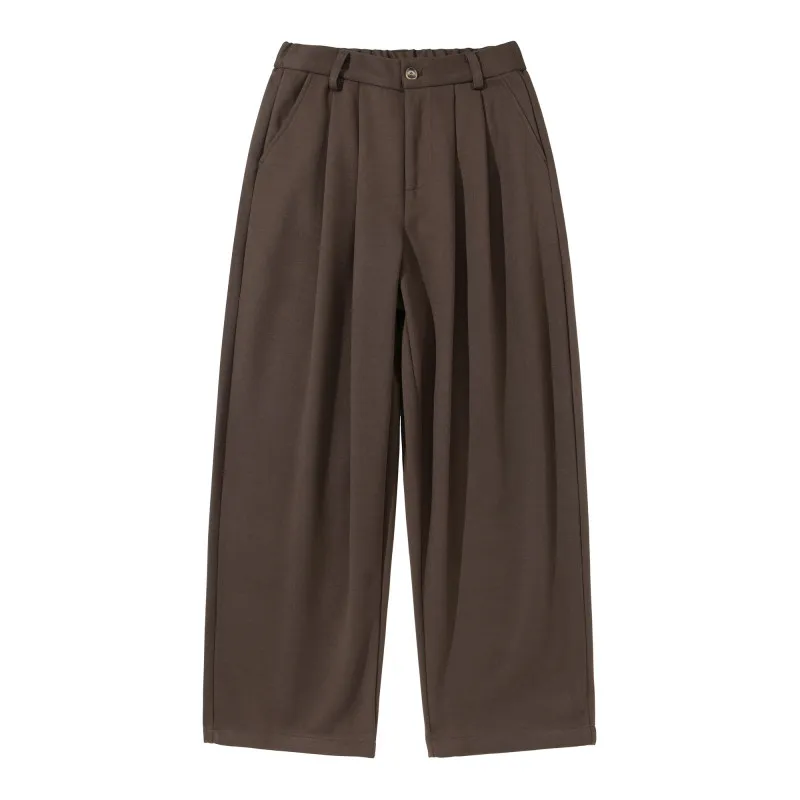 

Men's Casual Thiened Woolen Straight Leg Pants Loose Fit Vintage Warm Autumn Winter Trousers Versatile Polyester Fiber