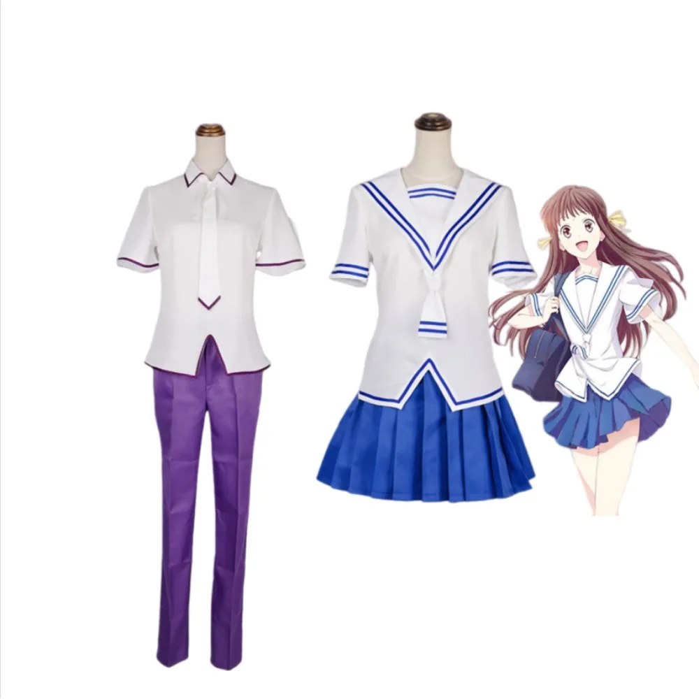 Fruits Basket Tohru Honda Yuki Soma Cosplay Costume White Japanese Sailor Uniform Full Set Adult Halloween Comic Con Outfit