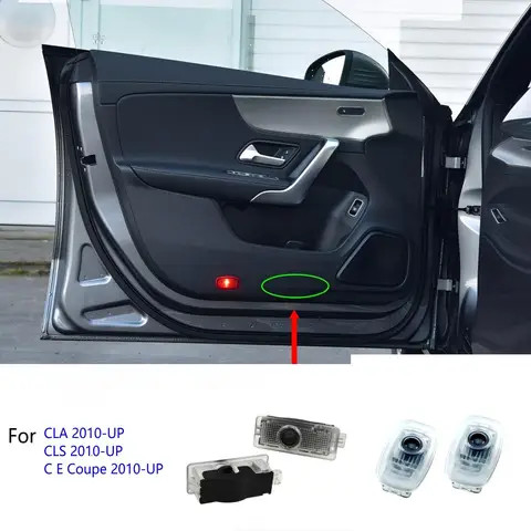 2PCS Led 자동차 도어 라이트 프로젝터 램프 메르세데스 벤츠 CLA C117 2010-2017 2019 C 쿠페 2010-2023 W205 S205 C205 amg 35 45 S