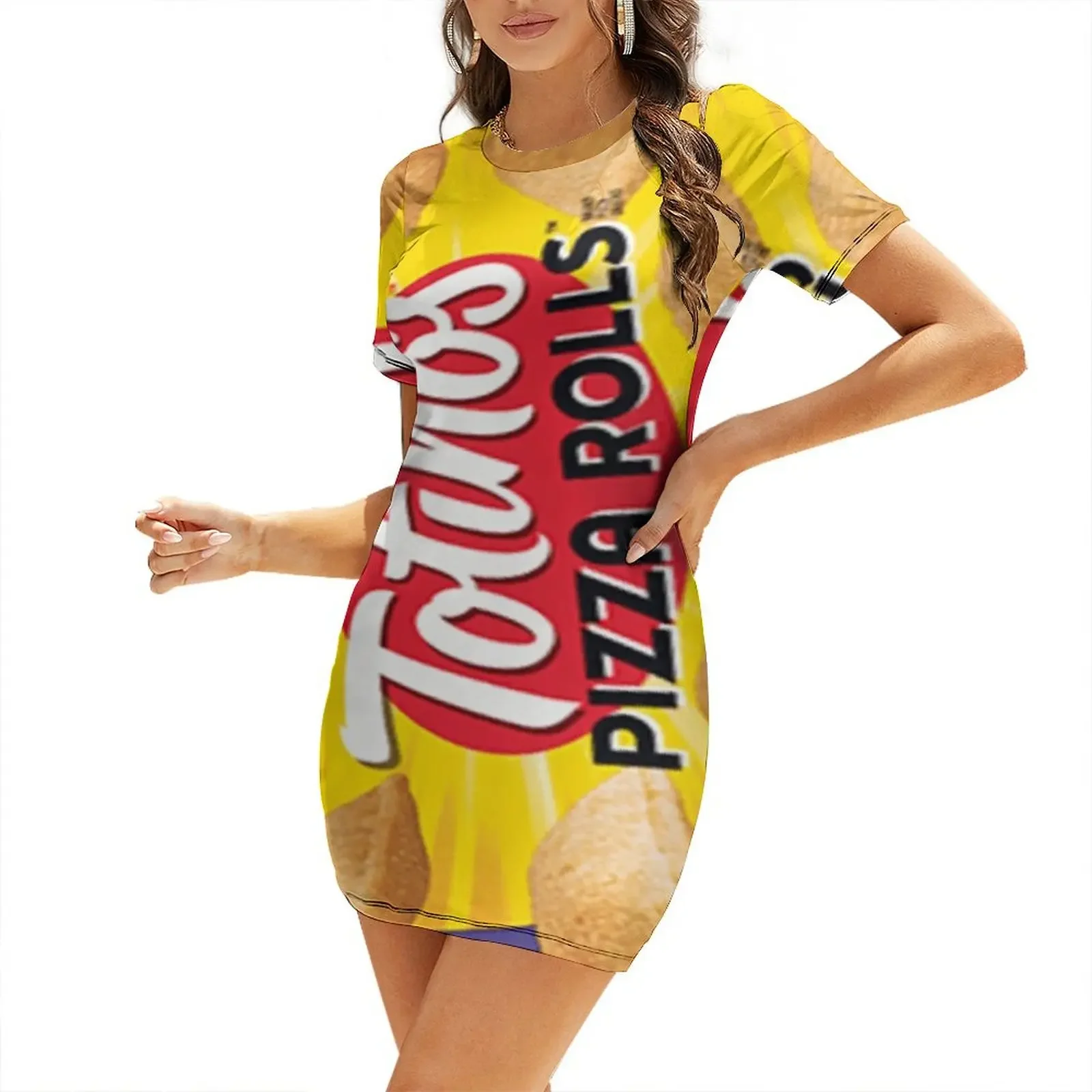 

Pizza Rolls Short-Sleeved Dress evening dresses luxury 2025 bandage dress dresses women summer 2025 sexy dress for women